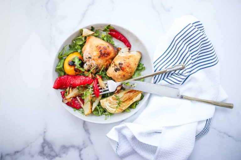 Sheetpan Chicken thighs with Fennel and Red pepper