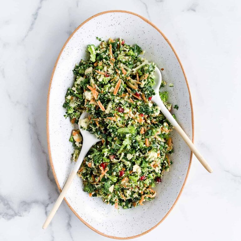 Cauliflower Kale Detox Salad served with a tahini ginger dressing