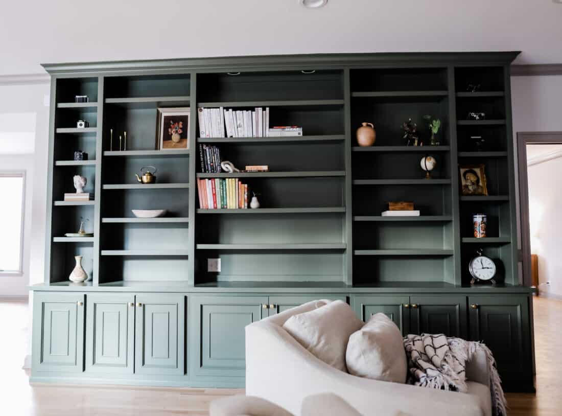 painted cabinets with a few decoratons