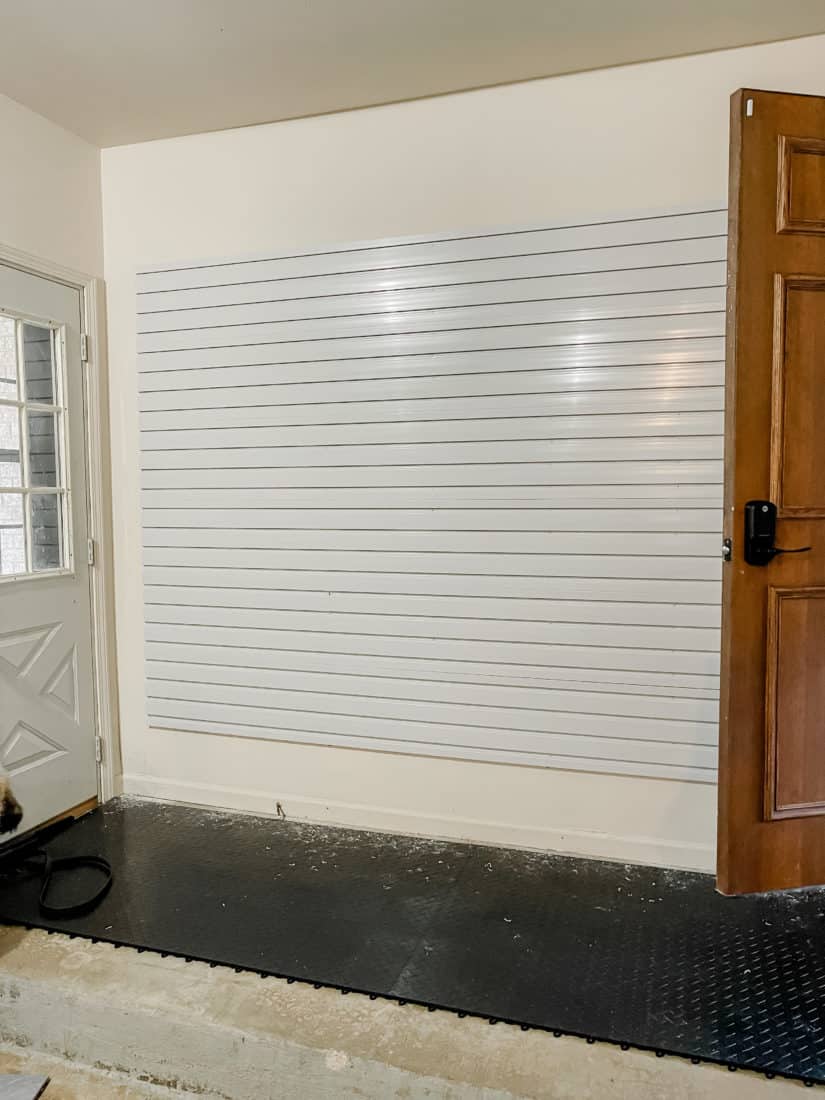 white panels on the wall of a garage