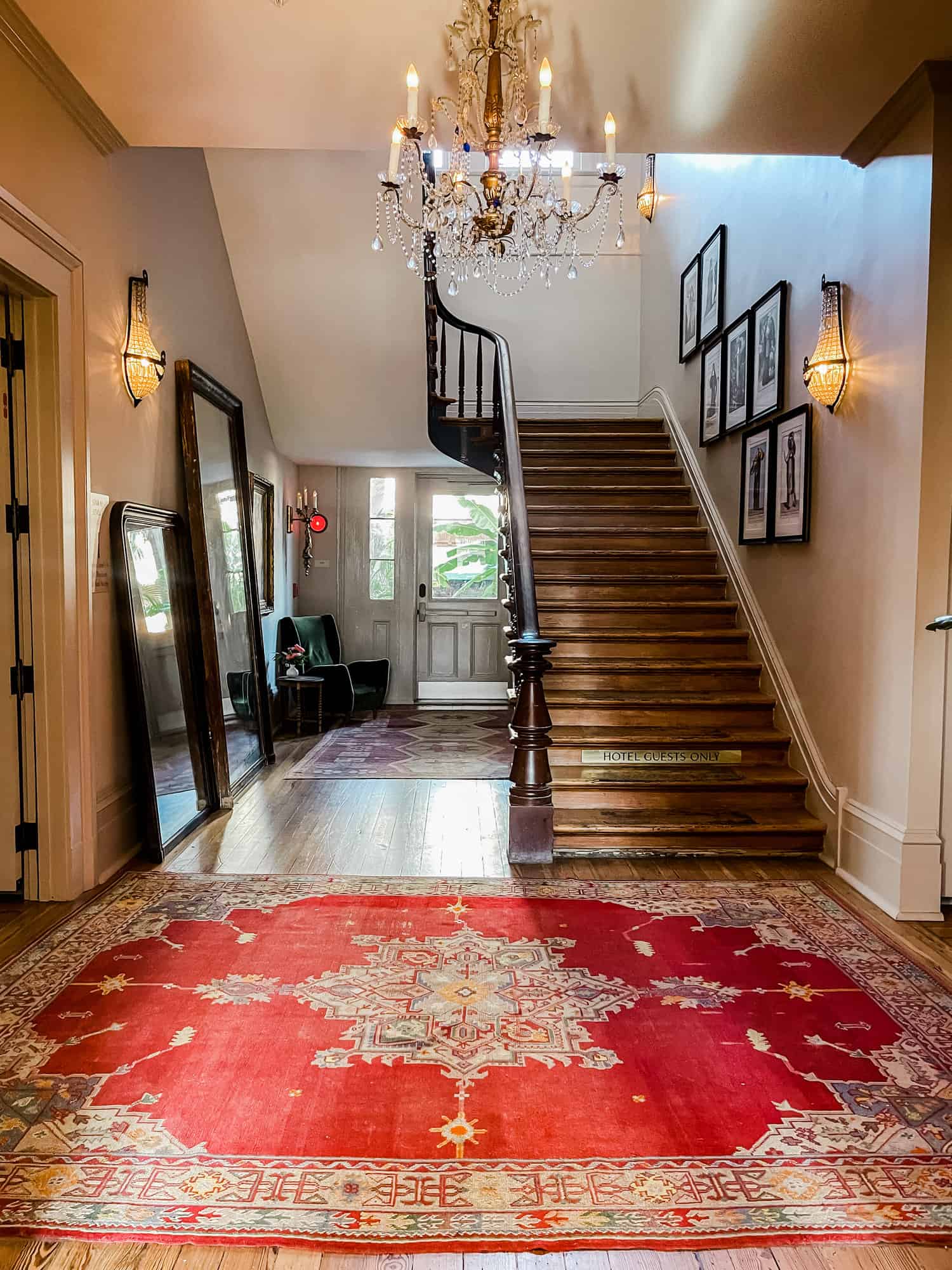 a beautiful staircase in a NOLA hotel