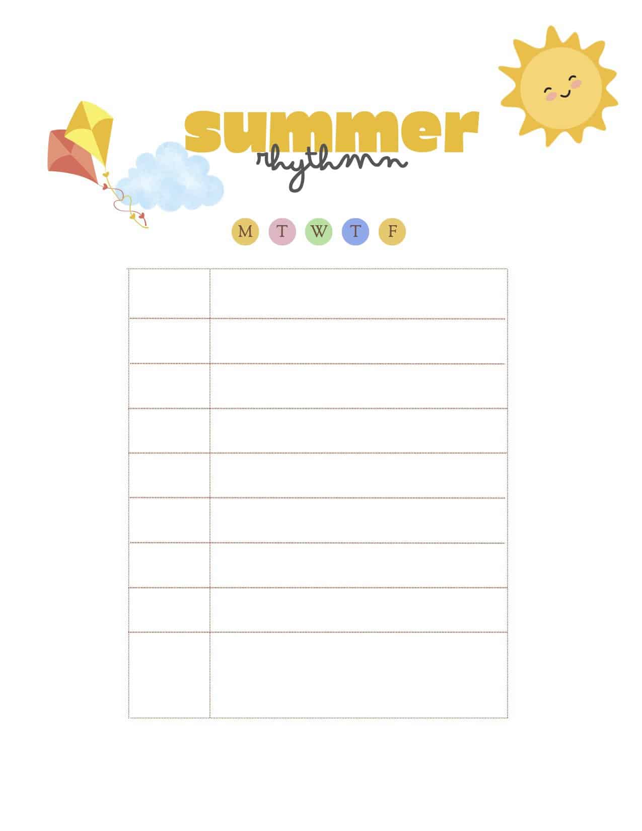 summer rhythm template